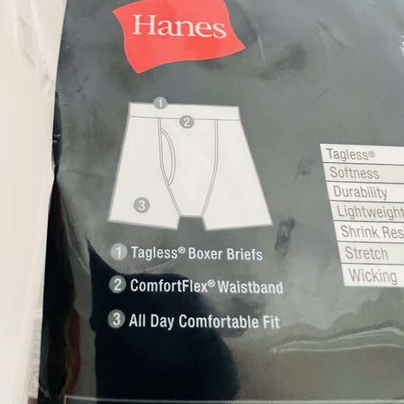 Hanes Men's Grey Black 4 Tagless Boxer Brief XL 40-42 Comfort Waist Soft Wicking - Picture 9 of 12